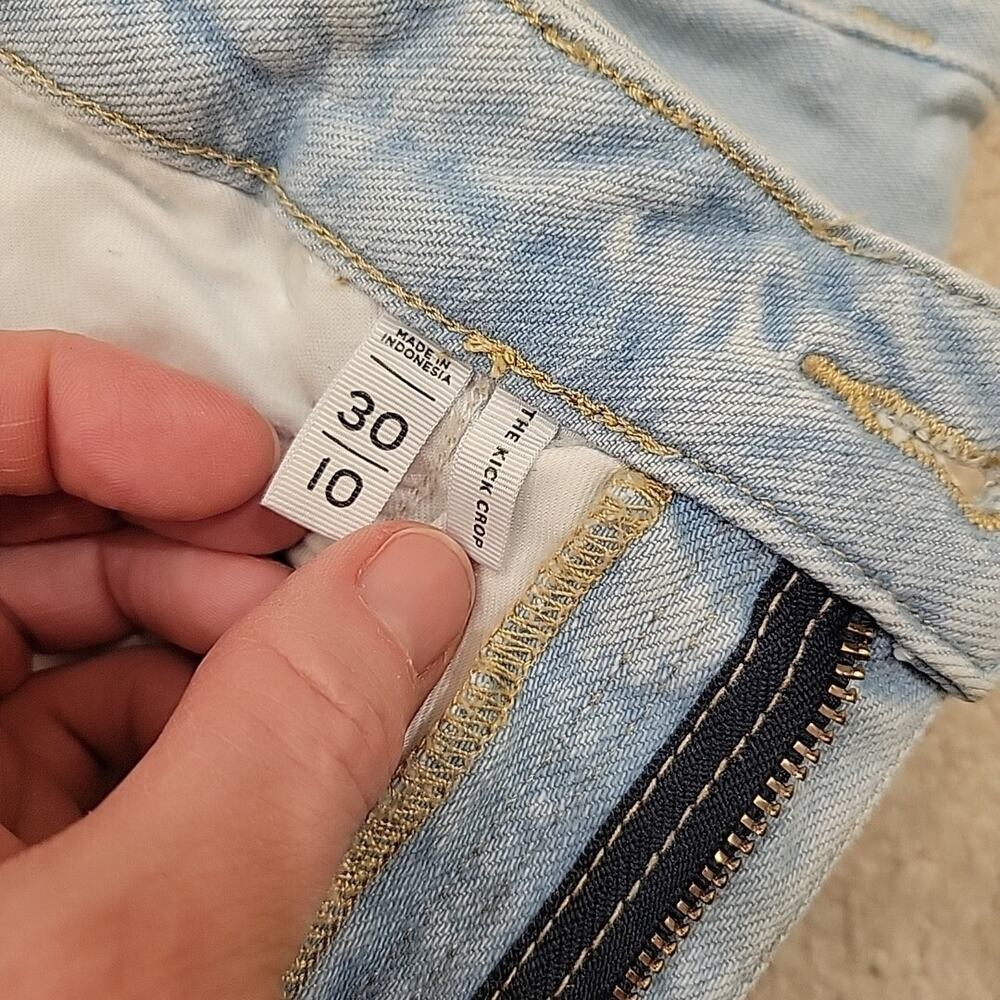 Womens LOFT Curvy Kick Crop Jeans High Size 10 30 Light Wash Denim Fray Hem - Picture 7 of 11